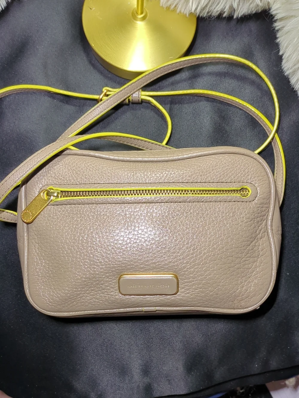Marc by Marc Jacobs SallyTaupe Pebbled Crossbody w/Yellow Trim NOW ONLY $85